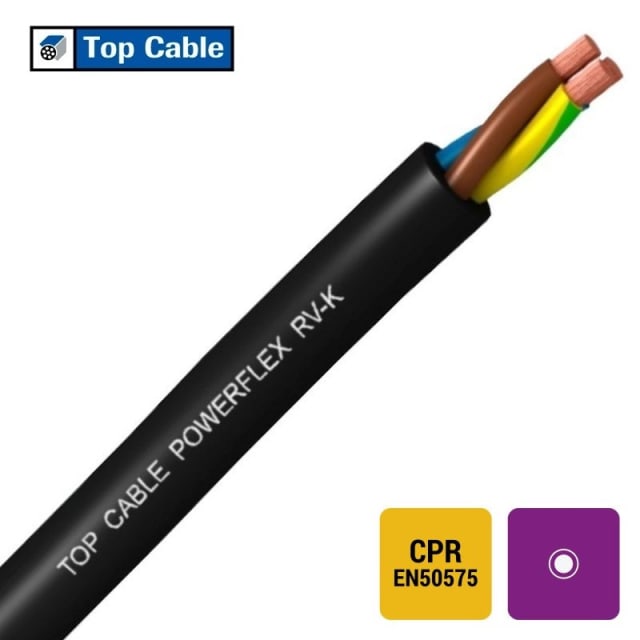 TOPCABLE - RV-K câble alimentation souple classe 5 XLPE/PVC 1kV Eca noir 1X185mm² - RV-K1X185-ECA B 1000 TOPCABLE - RV-K câble alimentation souple classe 5 XLPE/PVC 1kV Eca noir 1X185mm² - RV-K1X185-ECA B 1000