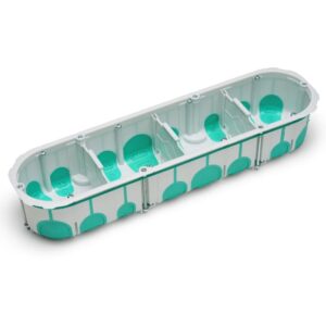 Boîte d encastrement cloison creuse 4 modules 50 mm avec séparateurs et pattes de fixation