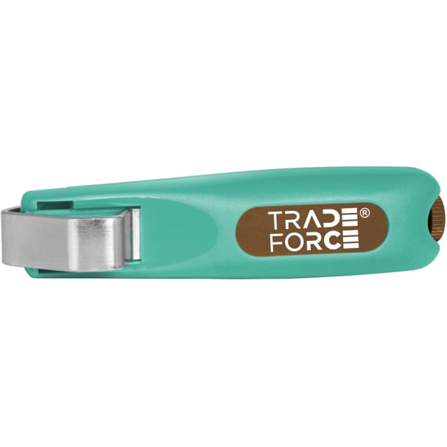 TRADEFORCE Couteau à dénuder 0001630004 Couteau à dénuder pour câbles Ø 8 à 28 mm avec manche turquoise et lame métallique