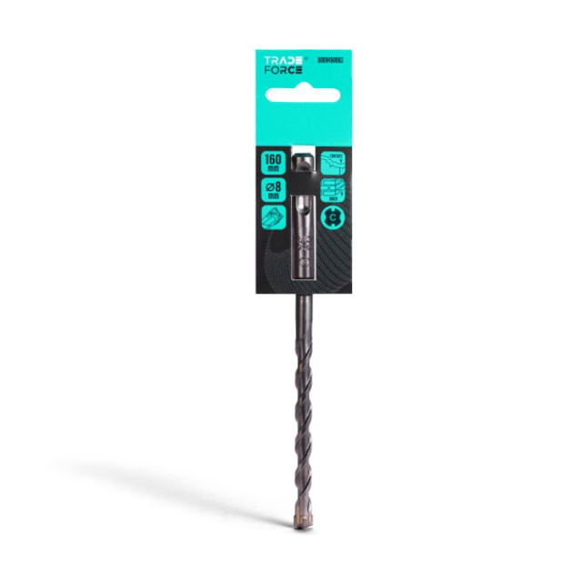 TRADEFORCE - Foret à percussion SDS-plus carbide 40CR 8x160/110mm pour beton TRADEFORCE - Foret à percussion SDS-plus carbide 40CR 8x160/110mm pour beton