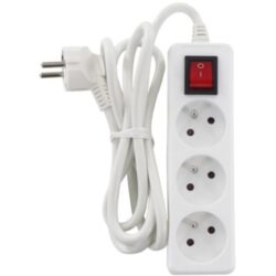 Détails visibles de Multiprise 3 prises avec interrupteur 1,5 m blanc pour Multiprises