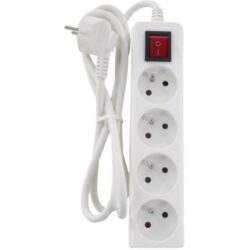 Détails visibles de Multiprise 4 prises avec interrupteur 1,5 m blanc IP20 pour Multiprises
