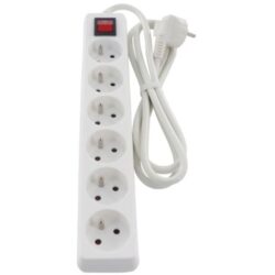 Multiprise 6 prises avec interrupteur 1,5 m, configuration visible