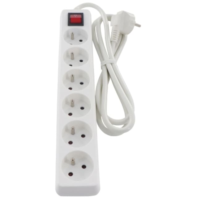 Multiprise 6 prises avec interrupteur TRADEFORCE Multiprise blanche 6 prises avec interrupteur et cordon 1,5 m