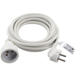 Rallonge électrique PVC 5 m blanc IP20 3G1.5, configuration visible
