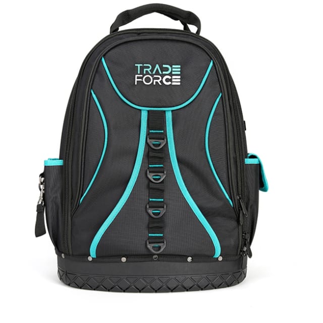 Sac à dos ordinateur TRADEFORCE Sac à dos noir pour ordinateur avec liserés turquoise et 21 compartiments