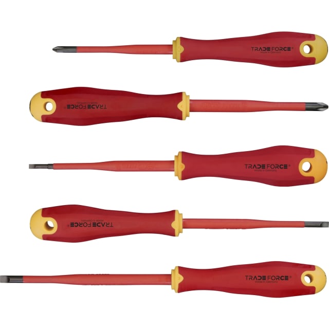 TRADEFORCE - Set de 5 tournevis isolés 1000V PH & plat - 0118150011 TRADEFORCE - Set de 5 tournevis isolés 1000V PH & plat - 0118150011