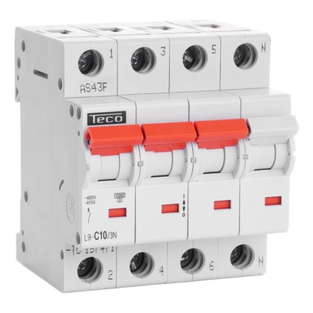 Teco - Disjoncteur Teco 3N 10A 10kA Courbe C - L9C103N Teco - Disjoncteur Teco 3N 10A 10kA Courbe C - L9C103N