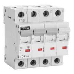 Disjoncteur 3P+N 16A 4,5kA courbe C, configuration visible