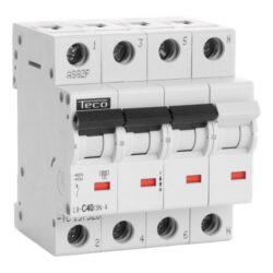 Disjoncteur 3N 40A 4,5kA courbe C, configuration visible