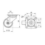 Roue pivotante à platine diamètre 50 mm charge 50 kg – Image 4