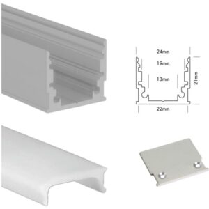 UNI-BRIGHT - M-line standard profiel alu + cover opaque 200cm + embouts - MLS2MA