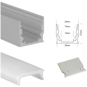 UNI-BRIGHT - M-line standard profiel alu + cover opaque 300cm + embouts - MLS3MA