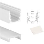 UNI-BRIGHT - M-line standard profiel blanc + cover opaque 200cm + embouts - MLS2MW