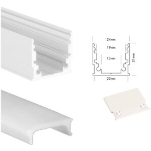 UNI-BRIGHT - M-line standard profiel blanc + cover opaque 200cm + embouts - MLS2MW
