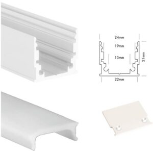 UNI-BRIGHT - M-line standard profiel blanc + cover opaque 300cm + embouts - MLS3MW