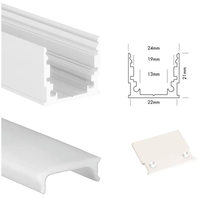UNI-BRIGHT - M-line standard profiel blanc + cover opaque 300cm + embouts - MLS3MW UNI-BRIGHT - M-line standard profiel blanc + cover opaque 300cm + embouts - MLS3MW