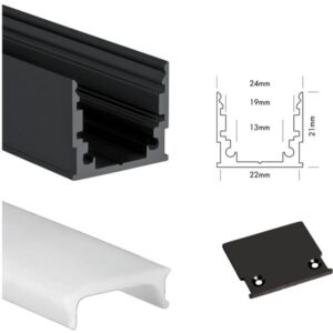 UNI-BRIGHT - M-line standard profiel noir + cover opaque 300cm + embouts - MLS3MB