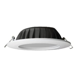 Spot encastrable LED blanc mat 24W avec diffuseur rond et ailettes de fixation IP44