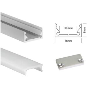 UNI-BRIGHT - S-line low profiel alu + cover opaque 200cm + embouts - SLL2MA