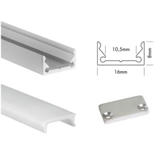 Profilé aluminium LED encastrable opaque avec diffuseur et embouts de finition