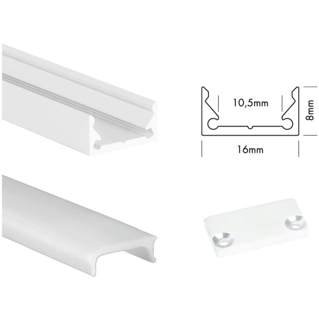 UNI-BRIGHT - S-line low profiel blanc + cover opaque 300cm + embouts - SLL3MW UNI-BRIGHT - S-line low profiel blanc + cover opaque 300cm + embouts - SLL3MW