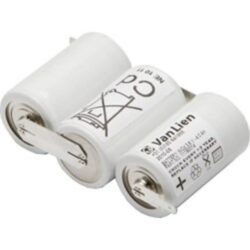 Batterie cylindrique 3,6V 4Ah pour luminaire de secours, connecteurs métalliques et gaine blanche