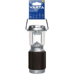 Lanterne de camping LED 360 degrés avec poignée et boîtier argenté et noir