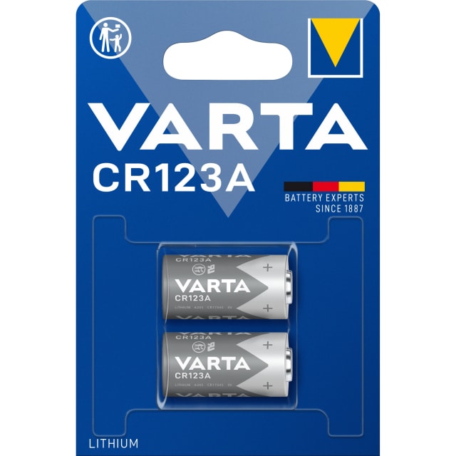 VARTA - Pile LITHIUM CYLINDRICAL - CR123A - 3V - blister 2 pcs. - 6205.301.402 VARTA - Pile LITHIUM CYLINDRICAL - CR123A - 3V - blister 2 pcs. - 6205.301.402