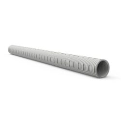 Gaine flexible de ventilation grise Ø69 mm avec nervures longitudinales et extrémité ouverte