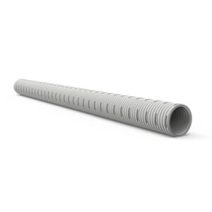 Gaine flexible de ventilation grise Ø69 mm avec nervures longitudinales et extrémité ouverte