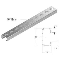 Profil support Sendzimir 15 x 30 mm 2 m, configuration visible