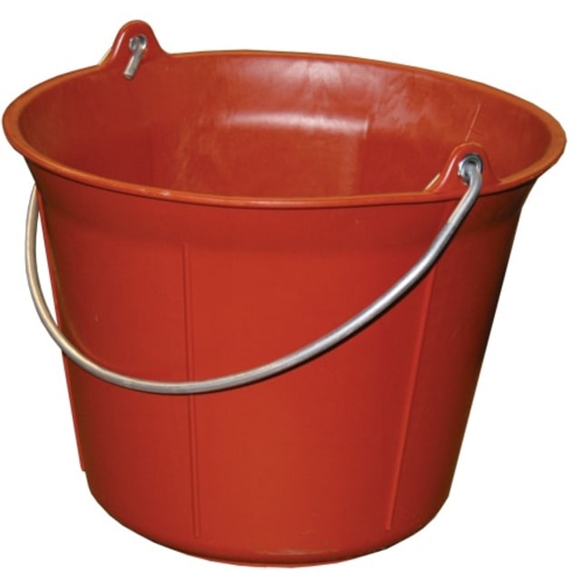 VINMER Seau de maçon rouge 11 L Seau de maçon en caoutchouc rouge 11 L avec anse métallique