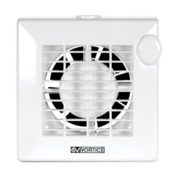Extracteur d’air carré blanc avec grille frontale et capteur PIR intégré