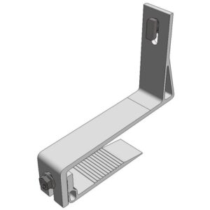Crochet de toit aluminium réglable avec base nervurée pour fixation de rails photovoltaïques