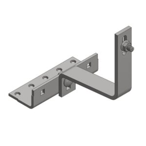 Crochet de toit inox réglable avec platine perforée et patte verticale pour fixation photovoltaïque