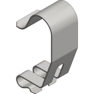 Pince de recouvrement inox pour panier à câbles avec clip de fixation métallique