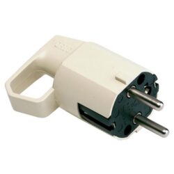 Fiche électrique 2P+T 16A ivoire avec deux broches rondes