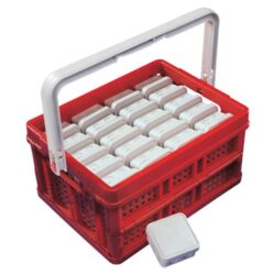 Boîte de dérivation saillie 2,5 mm² lot de boîtiers carrés gris dans panier rouge à poignée
