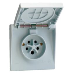 Prise industrielle grise encastrable 3P N T 16A IP44 avec capot de protection