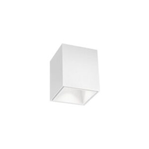 Plafonnier LED carré blanc mat 3000K dimmable avec diffuseur inférieur et montage en saillie