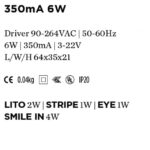 WEVER & DUCRE - DRIVER 350mA 6W 64x35x21 - 90213202