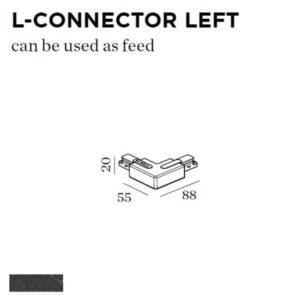 Connecteur en L gauche noir 88x55x20 mm pour raccordement