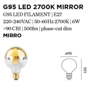 WEVER & DUCRE - MIRRO G95 LED E27 I 6 W I 500lm I 2700K - 9003E142