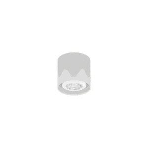 Spot plafond en saillie cylindrique blanc mat avec source GU10 apparente