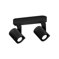 Spot plafond double GU10 noir texturé 55 mm IP20, en Aluminium moulé sous pression