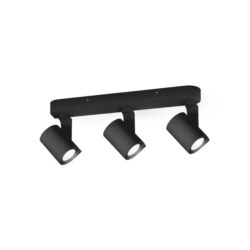 Spot plafond 3 lumières noir texturé, finition Noir mat texturé