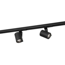 Spot sur rail LED noir texturé 2700K, configuration visible