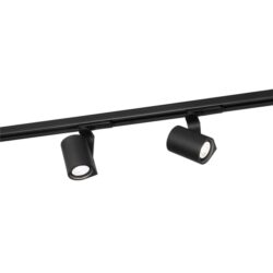 Spot sur rail 1 phase noir texturé GU10, configuration visible