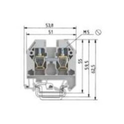 WIELAND - Passage paroi DIN barrette+bornes à visser:montage TS 35/32